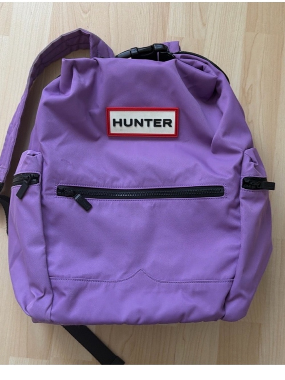 Hunter purplr Roll-Top Backpack with Front Zip Pocket